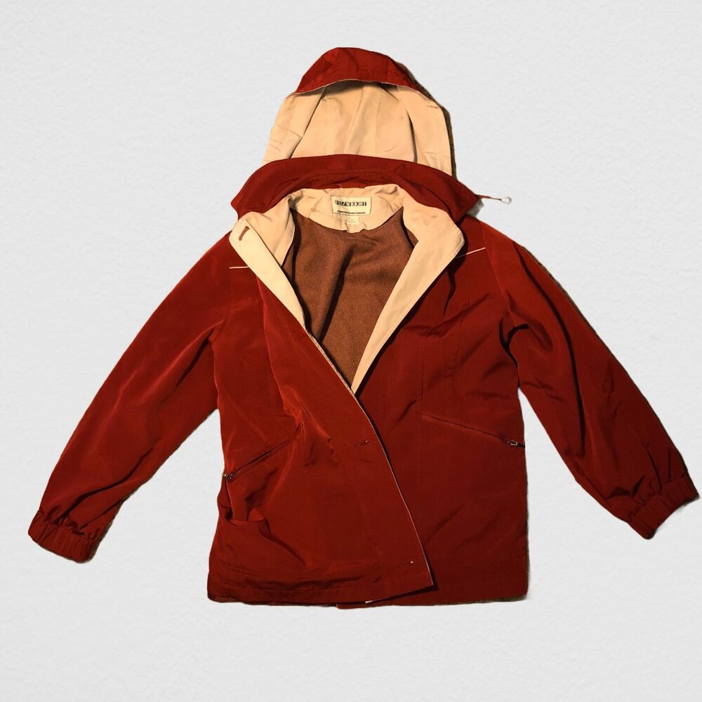 Vintage Maroon Fitzwright Hooded Raincoat